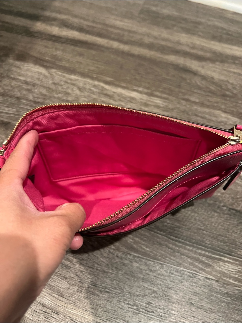 Coach F65805 Hot Pink Leather Wristlet Clutch with Gold Hardware - Picture 7 of 9